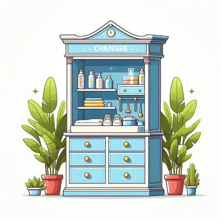 Cleaning service. Bathroom interior. Vector illustration in cartoon styleのイラスト素材