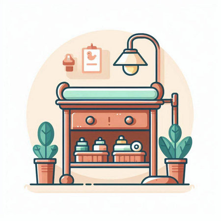 Coffee shop interior design. Vector illustration in flat style.のイラスト素材