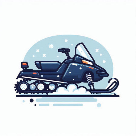 Snowmobile in winter. Vector illustration of a snowmobile on a white background.のイラスト素材