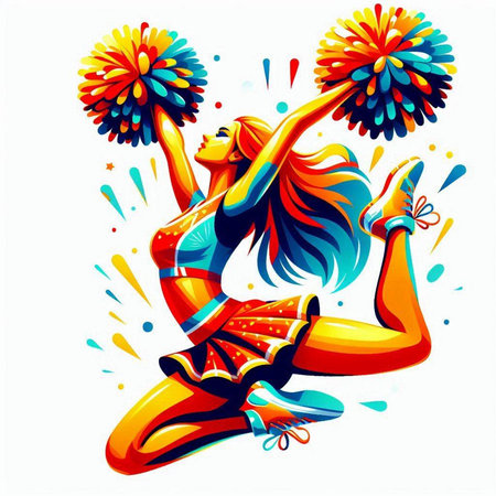 Cheerleader girl with pompoms. Vector illustration for your designのイラスト素材