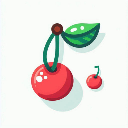 Cherry icon. Vector illustration. Isolated on white background.のイラスト素材