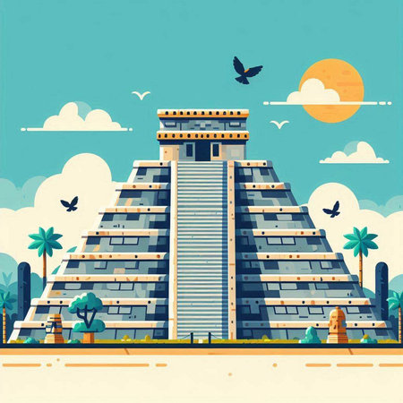 Ancient Egyptian pyramid in flat style. Vector illustration for your design.のイラスト素材
