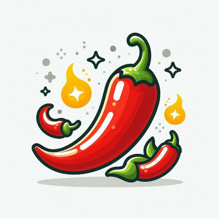 Hot chili pepper vector illustration. Hot chilli vector illustration. Hot chilli iconのイラスト素材