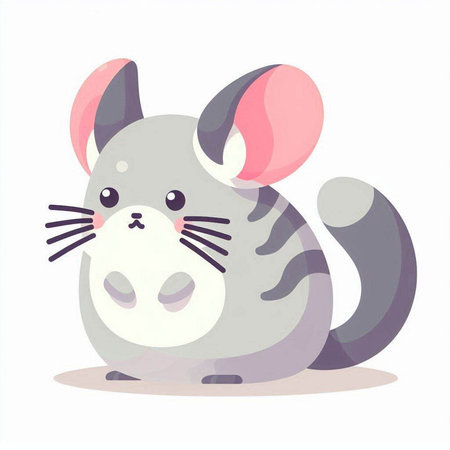 Cute cartoon chinchilla on white background. Vector illustration.のイラスト素材