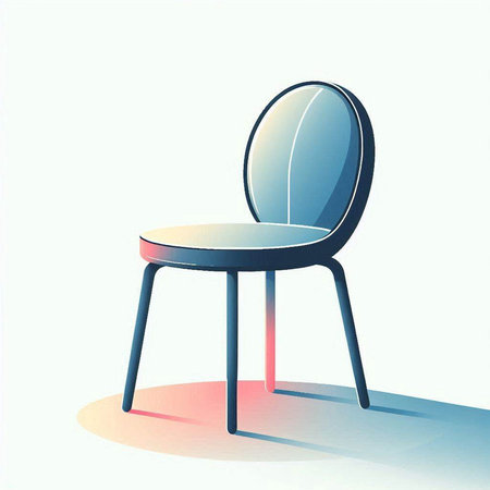 Illustration of a modern chair on a light background with shadow.のイラスト素材
