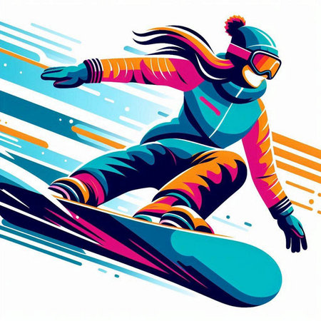 Snowboarder in action, vector illustration, eps 10.のイラスト素材