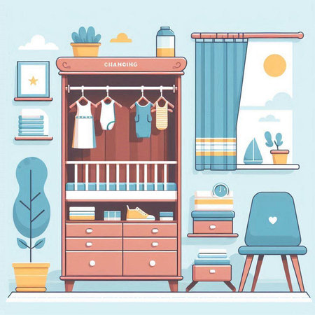 Furniture in the living room. Furniture in flat style. Vector illustration.のイラスト素材