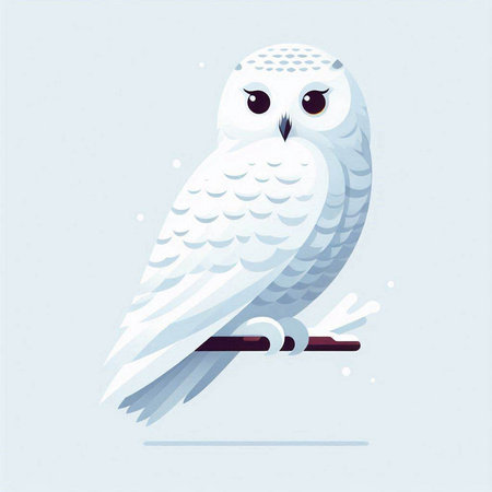 White owl on a white background. Vector illustration in a flat style.のイラスト素材