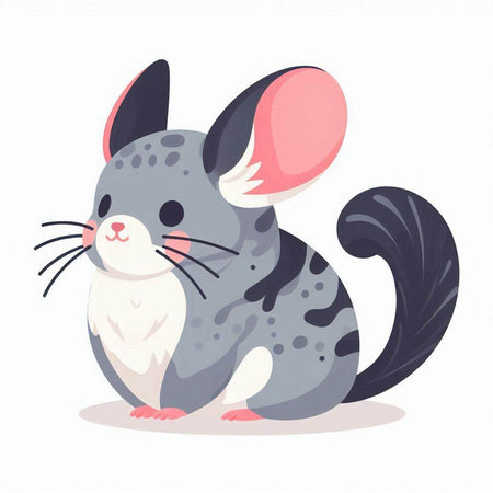 Cute cartoon chinchilla. Vector illustration isolated on white background.のイラスト素材
