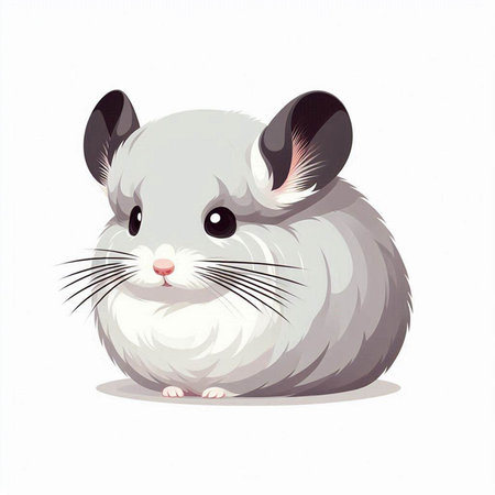 White chinchilla isolated on a white background. Vector illustration.のイラスト素材