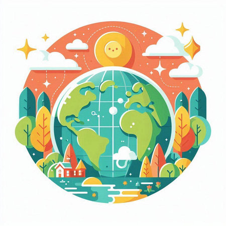 Earth day concept. Vector illustration in flat style. Earth day concept.のイラスト素材