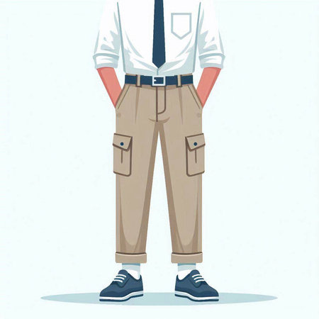 Man in trousers and sneakers. Vector illustration of a man in trousers and sneakers.のイラスト素材