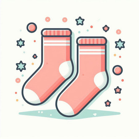 Vector illustration of a pair of pink socks on a white background.のイラスト素材