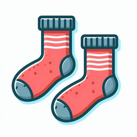 Red socks isolated on a white background. Vector illustration in cartoon style.のイラスト素材