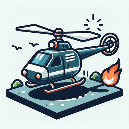 Helicopter on the ground. Vector illustration in retro style.のイラスト素材
