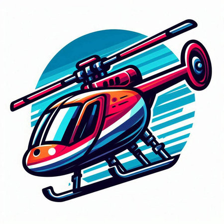 Helicopter vector illustration. Isolated on white background. Cartoon style.のイラスト素材