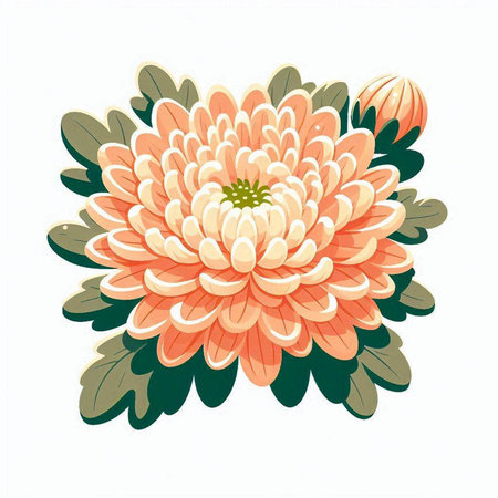 Chrysanthemum flower on white background. Vector illustration.のイラスト素材