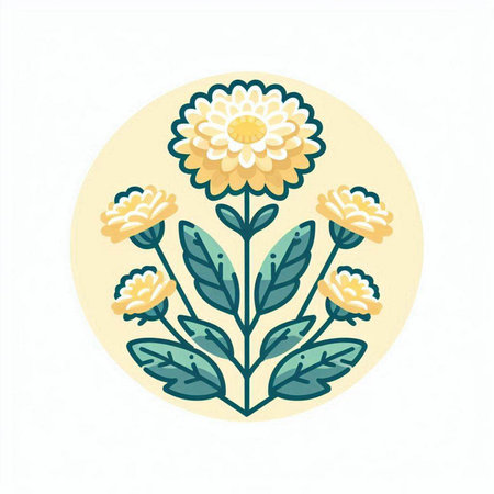 Chrysanthemum flower icon. Vector illustration in flat styleのイラスト素材
