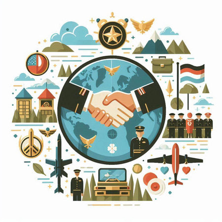 Handshake and travel around the world. Concept of international tourism.のイラスト素材