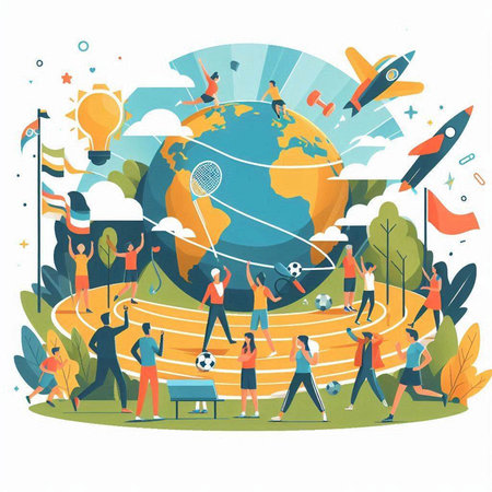 People around the world. Vector illustration in flat cartoon style. World environment day concept.のイラスト素材
