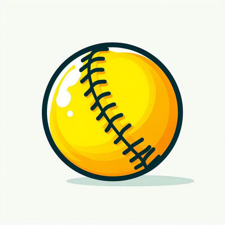 Baseball ball icon. Vector illustration of a yellow baseball ball.のイラスト素材