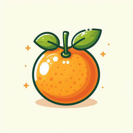 Cute cartoon orange fruit vector illustration. Isolated on white background.のイラスト素材
