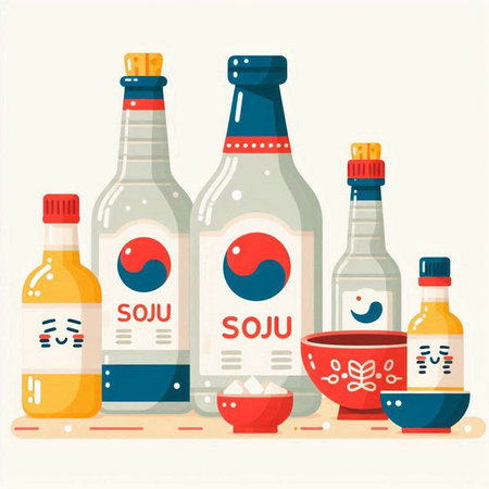 Sauce bottles set. Vector illustration in flat style on white background.のイラスト素材