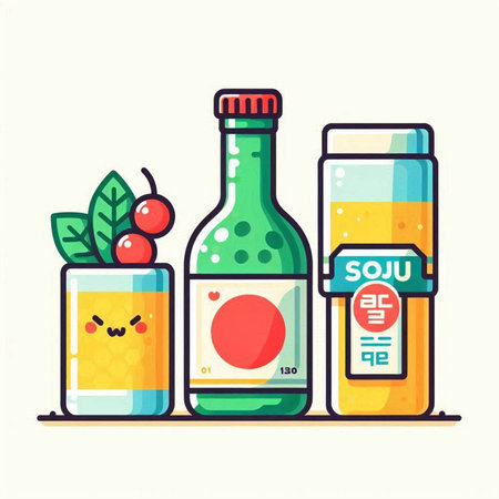 Cocktail drink vector illustration. Colorful flat style design.のイラスト素材