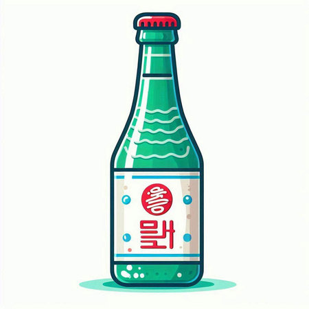 Illustration of a bottle of soy sauce on a white background.のイラスト素材