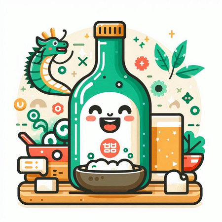 Sushi and rolls. Japanese food. Vector illustration in cartoon style.のイラスト素材