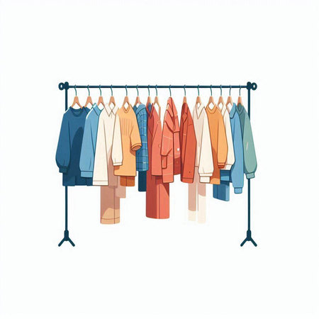 Clothes hanging on a hanger. Vector illustration isolated on white background.のイラスト素材