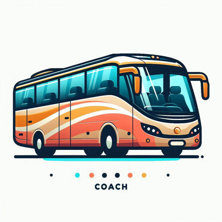 Vector illustration of a bus on a white background. The concept of travel.のイラスト素材