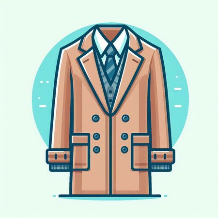 Men's coat. Vector illustration in flat style isolated on white background.のイラスト素材