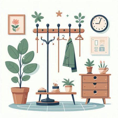 Furniture and interior design elements. Vector illustration in flat style.のイラスト素材
