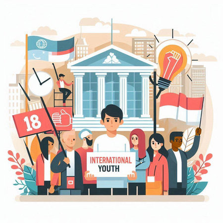 Independence day concept. Vector illustration in flat cartoon style with people.のイラスト素材