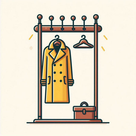 Vector illustration of coat hanging on a coat rack with hangers.のイラスト素材