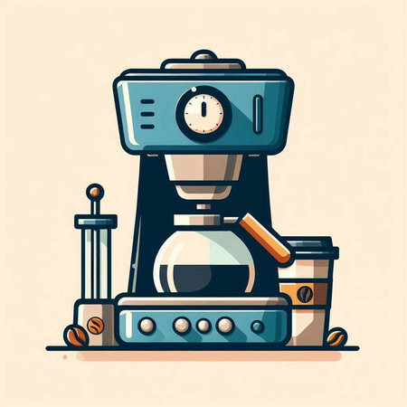 Coffee machine with cup of coffee. Flat style vector illustration.のイラスト素材