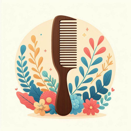 Hairbrush with floral design, vector illustration eps 10.のイラスト素材