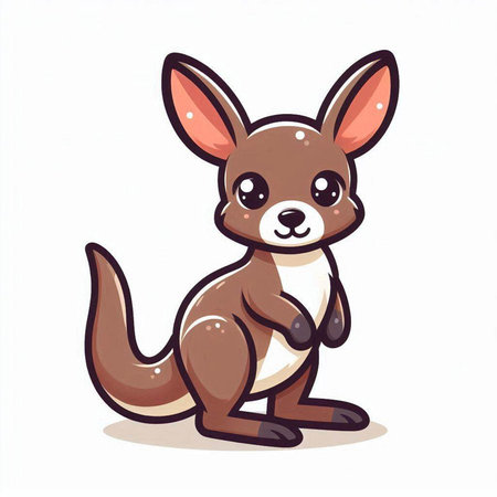 Kangaroo vector illustration. Cartoon kangaroo on white backgroundのイラスト素材