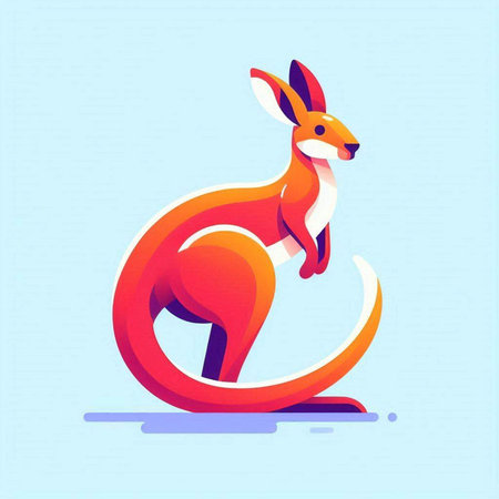 Kangaroo on a blue background. Vector illustration in cartoon style.のイラスト素材