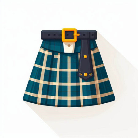 Scottish tartan bag. Vector illustration of a traditional Scottish bag.のイラスト素材