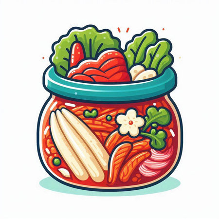 Canned vegetables in a glass jar. Vector illustration isolated on white background.のイラスト素材