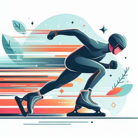 Speed skating. Vector illustration of an athlete running on the track.のイラスト素材