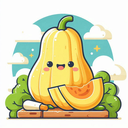 Cute kawaii pumpkin character. Vector illustration in cartoon styleのイラスト素材