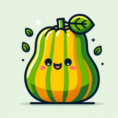 Cute pumpkin character vector illustration. Cute cartoon vegetable character.のイラスト素材