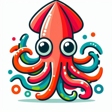 Cute cartoon octopus. Vector illustration isolated on white background.のイラスト素材