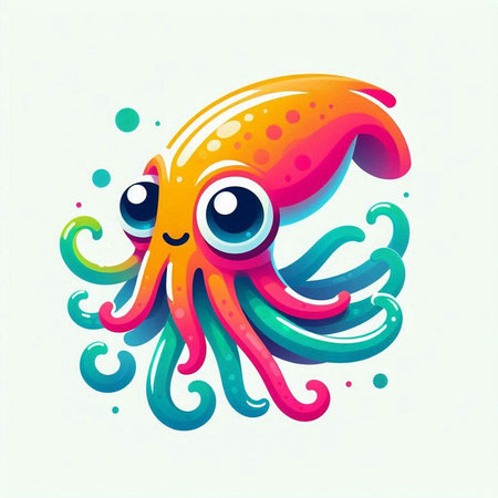 Cute cartoon octopus on white background. Colorful vector illustration.のイラスト素材