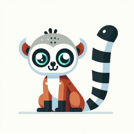 Cute cartoon lemur. Vector illustration in a flat style.のイラスト素材