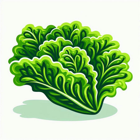 Illustration of a fresh green lettuce isolated on a white background.のイラスト素材