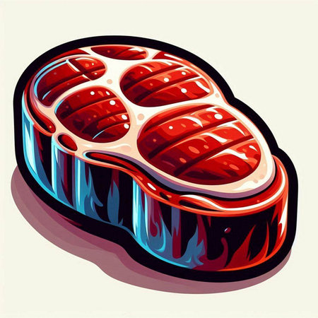 Illustration of a piece of fresh meat, isolated on a white backgroundのイラスト素材